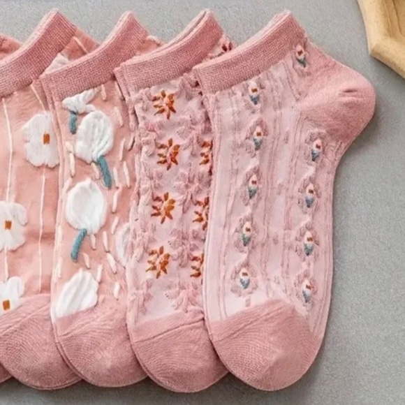 For @floridagurl337 Pink Flower Bubble Cable Knit Lightweight & Comfy Ankle New - Picture 3 of 3